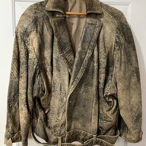 DESIGNER CITO DISTRESSED LEATHER BOMBER JACKET